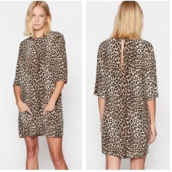 EQUIPMENT FEMME NEW Aubrey Leopard Print Silk Shift Dress XS - Picture 2 of 13